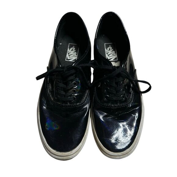 Vans Men's Black Patent Leather Tie Up Lace Up Sneakers Size 10 - Picture 2 of 8